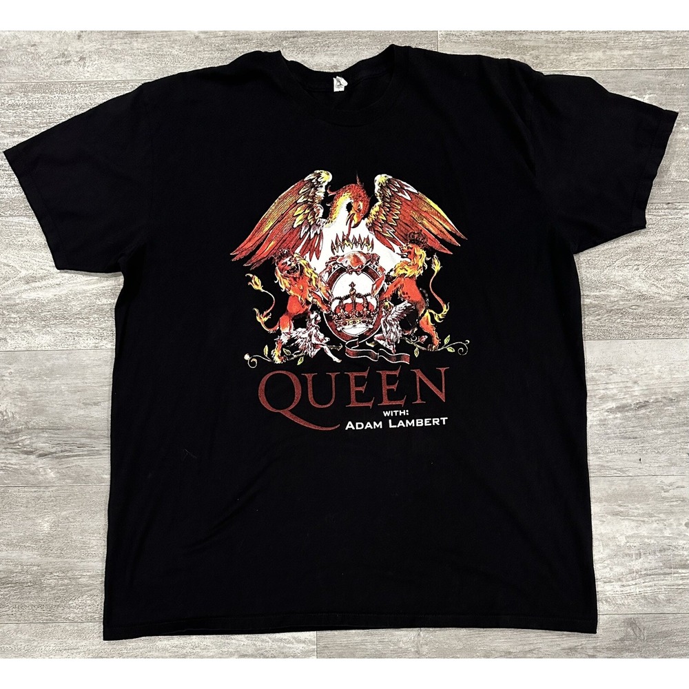 Queen x Adam Lambert 2014 Tour Concert T-shirt Dates On Back Size 2XL Mint Cond